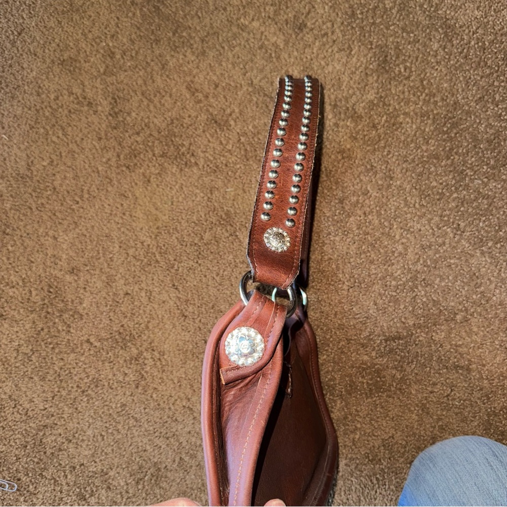 Brown and Tan Shoulder Bag with Western Accents - Picture 3 of 9